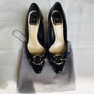 CHRISTIAN DIOR pattens leather heels Size 7.5